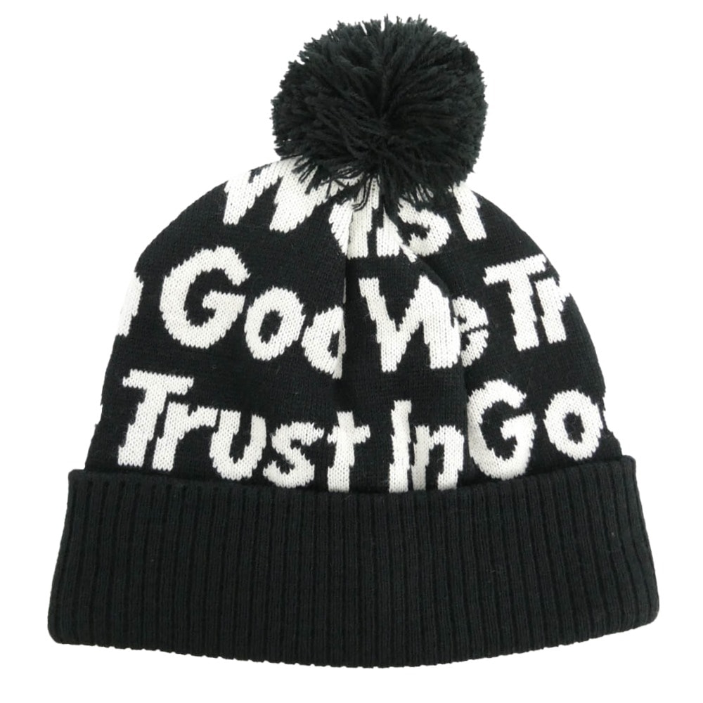 Supreme シュプリーム 07AW In God We Trust Beanie イン・ゴッド・ウィ・トラスト 総柄 ボンボン付 ニットキャップ ビーニー 帽子 ブラック系【極上美品】【中古】