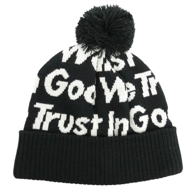 Supreme シュプリーム 07AW In God We Trust Beanie イン・ゴッド・ウィ・トラスト 総柄 ボンボン付 ニットキャップ ビーニー 帽子 ブラック系【極上美品】【中古】