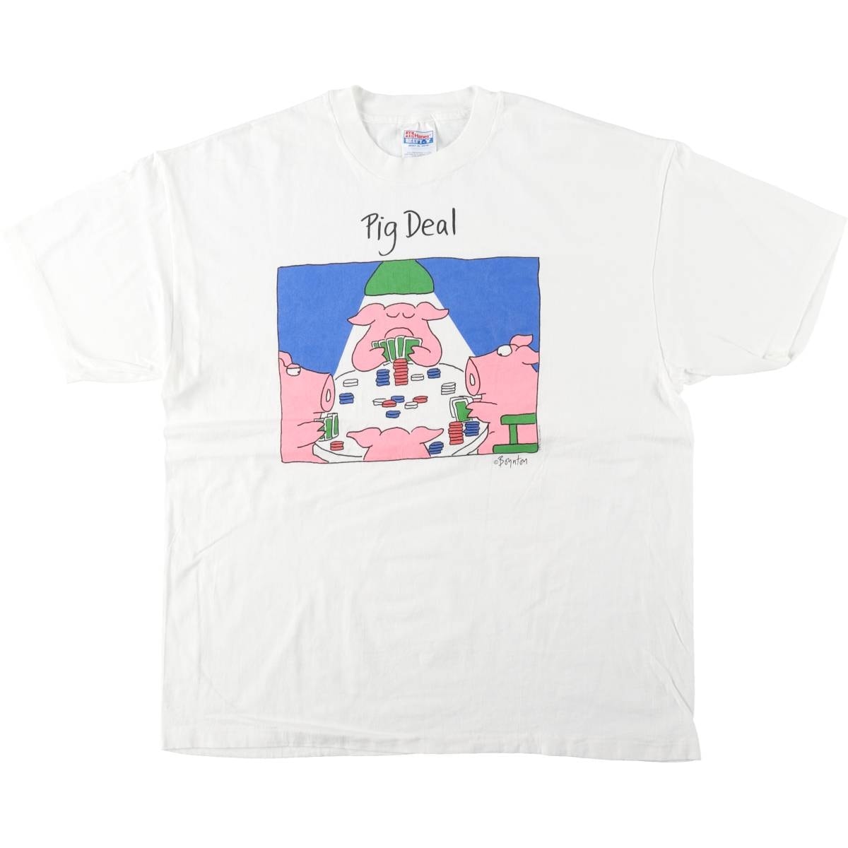 古着 90年代 ヘインズ Hanes BEEFY-T Sandra Boynton Pig Deal プリントTシャツ メンズXL相当 ヴィンテージ/eaa642174