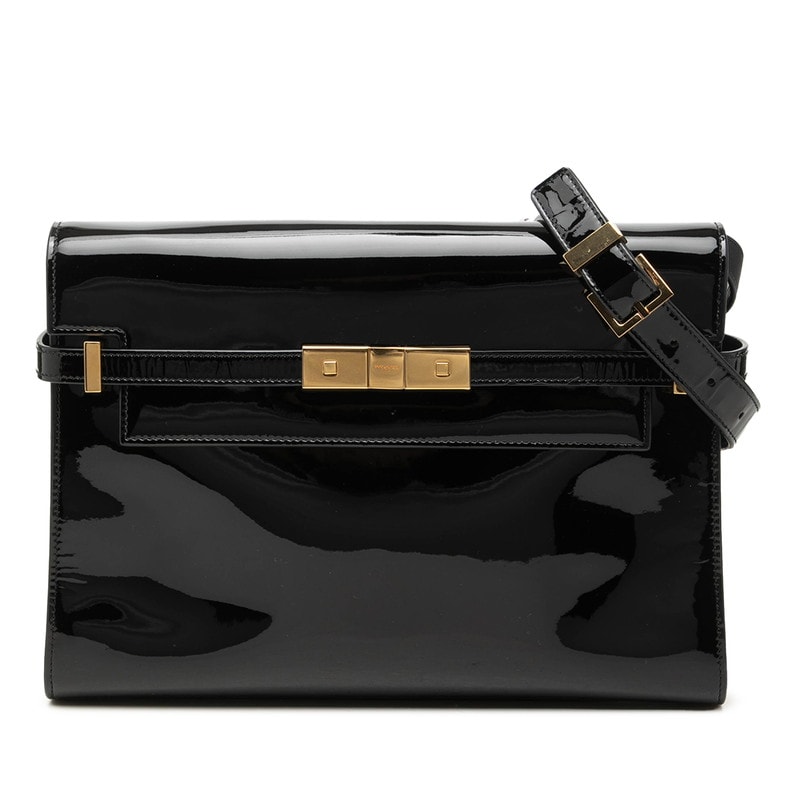 サンローラン マンハッタン ショルダーバッグ 579271 ブラック パテントレザー レディース SAINT LAURENT 中古
