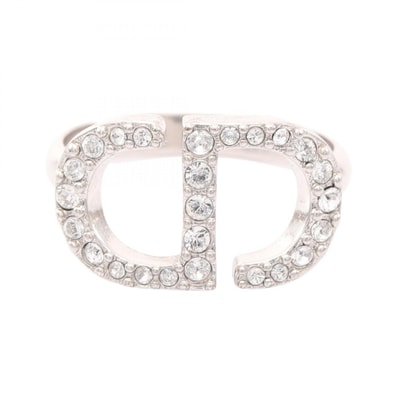 ディオール Dior CDロゴ リング・指輪 ジュエリー ステンレススチール ラインストーン レディース シルバー系 / クリア系 【中古】