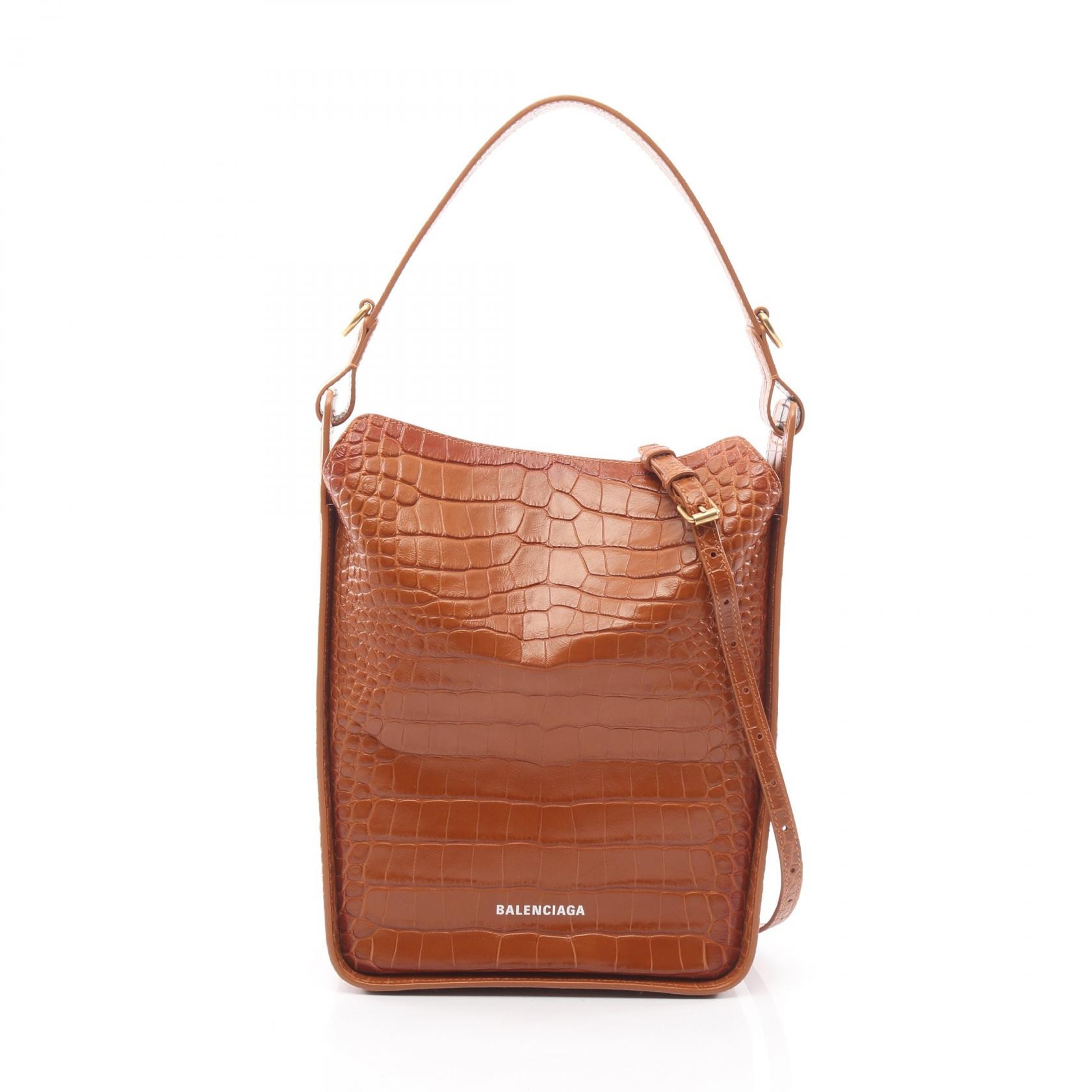 バレンシアガ BALENCIAGA ノースサウス ショルダーバッグ バッグ レザー レディース ブラウン系 659920 【中古】