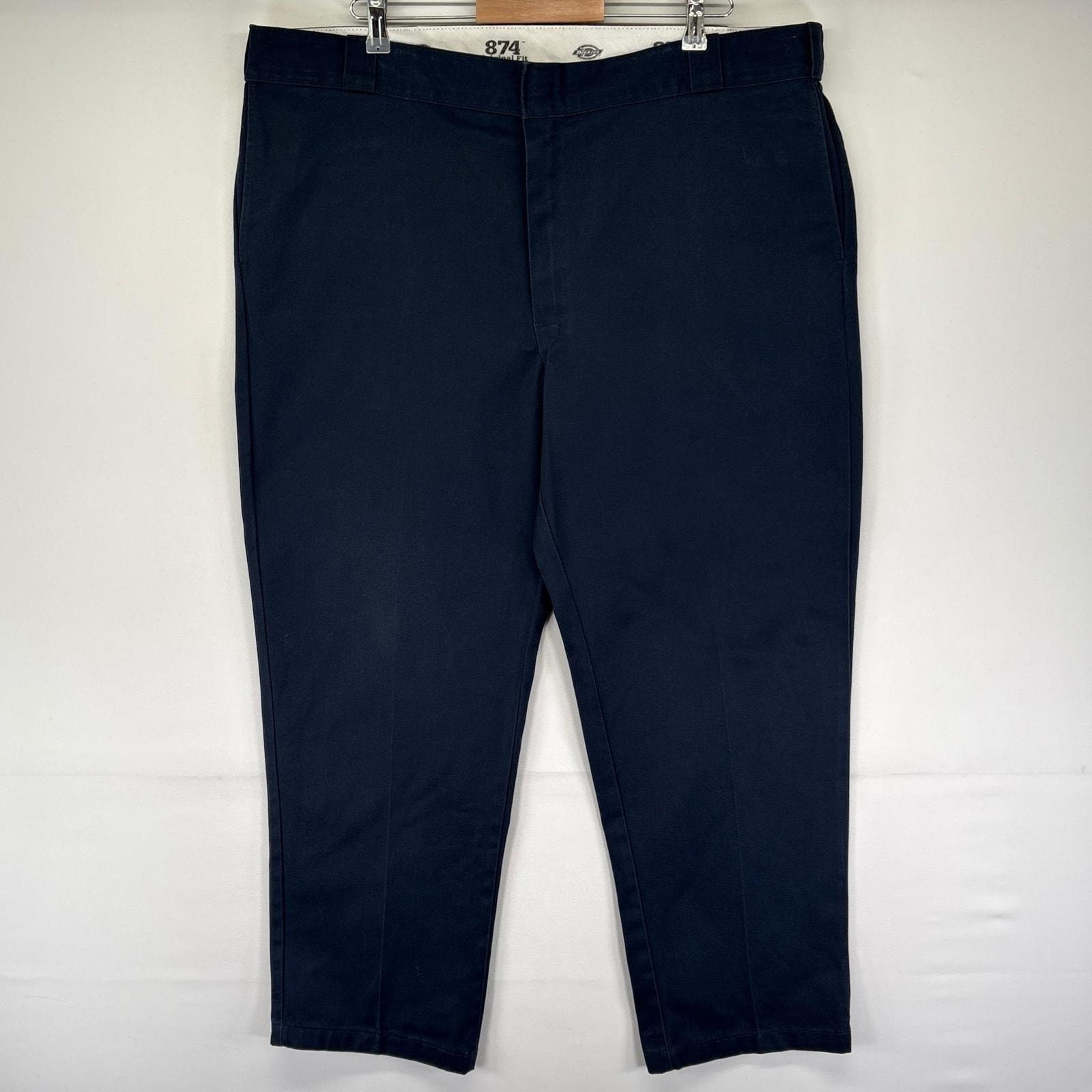古着 ディッキーズ Dickies パンツ 874 ワーク チノパン ジップフライ テーパード 大きいサイズ W44 L30  ネイビー系 メンズ