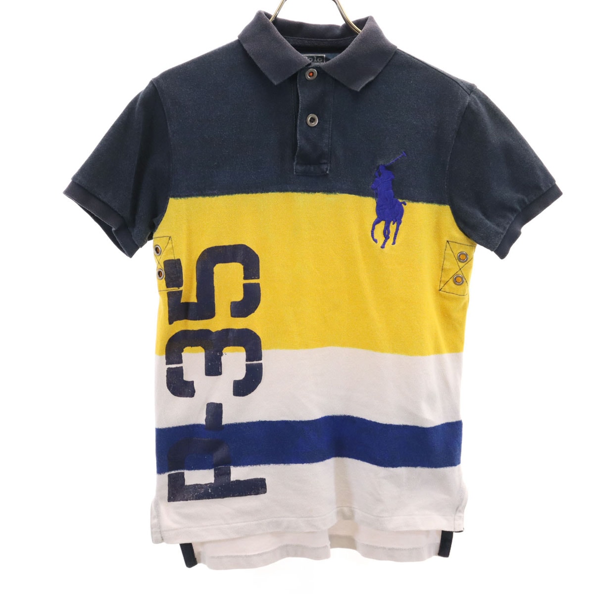 Polo by Ralph Lauren ポロバイラルフローレン ビッグポニー刺繍 半袖 ポロシャツ XS ネイビー 鹿の子