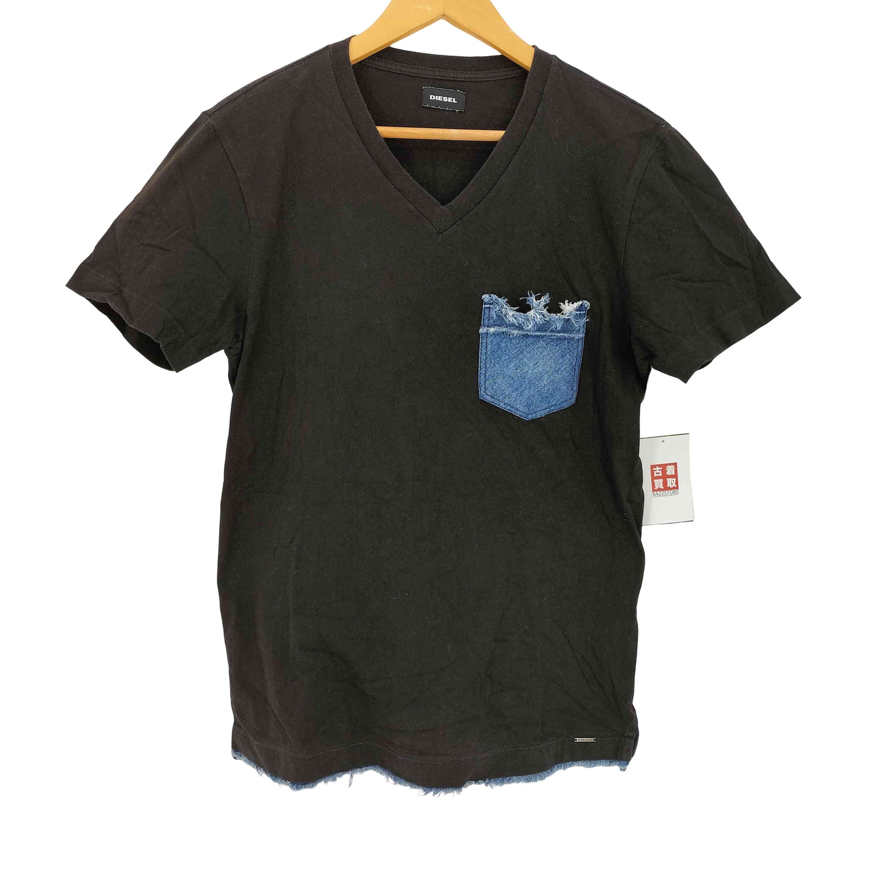 デニム切替 Vネック Tシャツ【1142058598029】