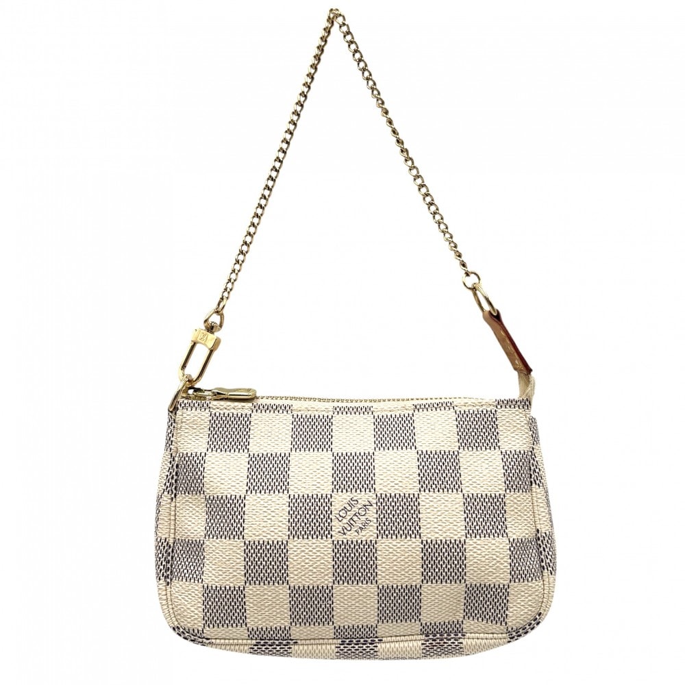 LOUIS VUITTON ルイヴィトン ハンドバッグ ダミエアズール ミニポシェットアクセソワール アクセサリーポーチ MiniPochette Accessoires かばん 鞄 N58010    ホワイト 白 ゴールド金具 レディース【中古品】