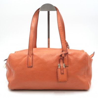 Max Mara(マックスマーラ) ミニボストンバッグ ハンドバッグ オレンジ レザー シルバー金具 レディース 鍵付き【中古】
