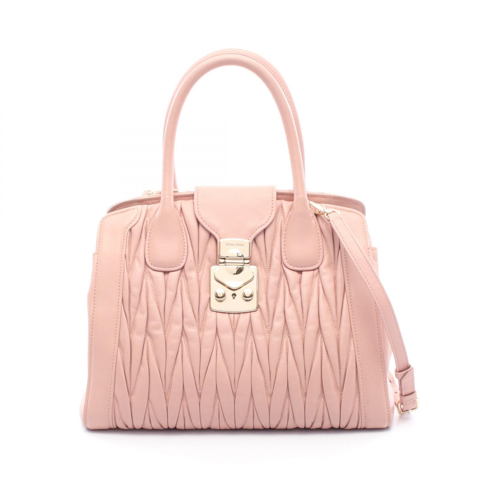 ミュウ ミュウ Miu Miu MATELASSE マテラッセ ハンドバッグ バッグ レザー レディース ピンク系 【中古】