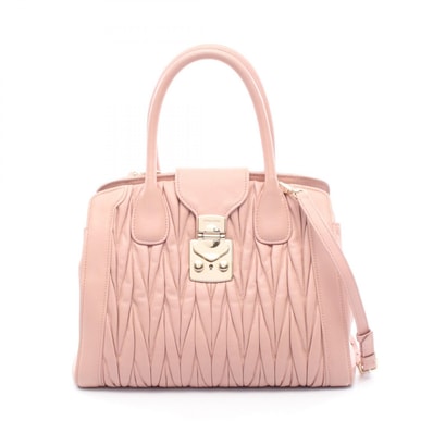 ミュウ ミュウ Miu Miu MATELASSE マテラッセ ハンドバッグ バッグ レザー レディース ピンク系 【中古】