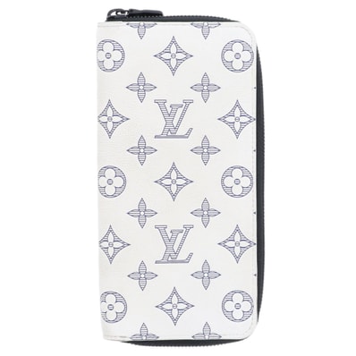 LOUIS VUITTON ルイ・ヴィトン ジッピーウォレット ヴェルティカル モノグラム シャドウ 長財布 M83381 モノグラムシャドウ レザー ホワイト ブルー ブラック メンズ【中古】