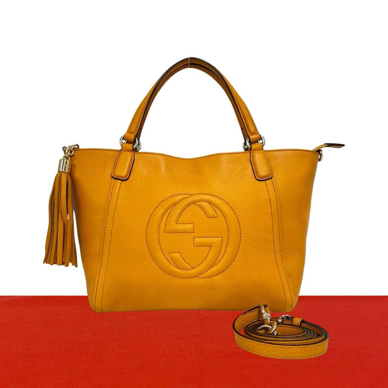 GUCCI グッチ ソーホー インターロッキング G レザー ショルダーバッグ オレンジ
 20089