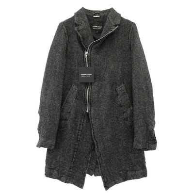 COMME des GARCONS HOMME DEUX コムデギャルソンオムドゥ コート 25AW DP-C002-051 製品加工ウール縮絨 ジップアップ ロングコート ジャケット グレー系 XS【極上美品】【中古】