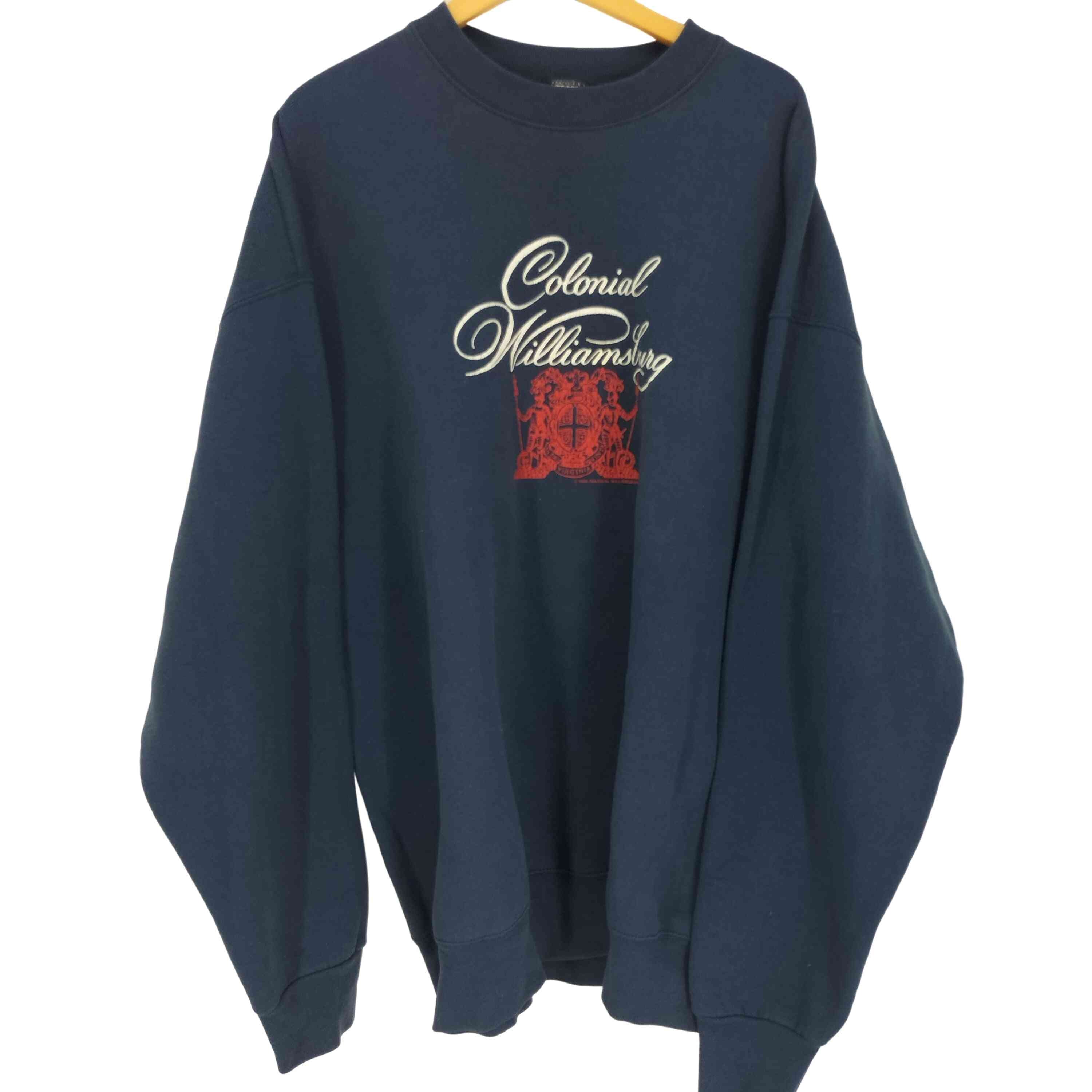 90S HEAVY メキシコ製 COLONIAL WILLIAMSBURG スクリプトロゴ プリント 裏起毛 スウェット コピーライト 1990年製 ビッグサイズ【1137157797176】