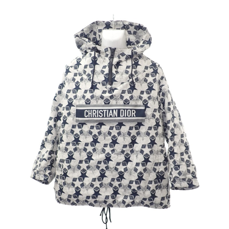 ディオール Dior スター アノラック XS 217C10A2977 パーカー ポリエステル ネイビー ホワイト レディース【中古】【Aランク】