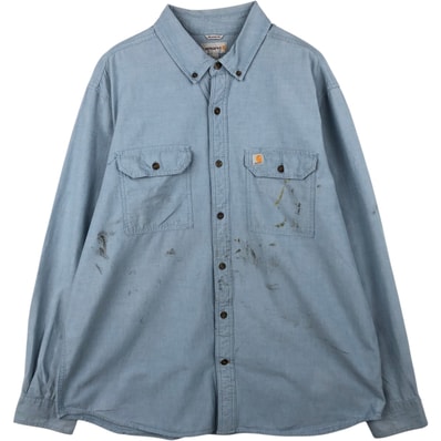 古着 カーハート Carhartt RELAXED FIT ボタンダウン 長袖 シャンブレーシャツ メンズXL相当/eaa622296