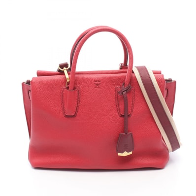 エム・シー・エム MCM MILLA ミラ 2WAY ハンドバッグ バッグ レザー レディース レッド系 【中古】