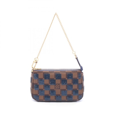 ルイ・ヴィトン LOUIS VUITTON ミニ ポシェット アクセソワール ダミエパイエット ブルー ハンドバッグ バッグ PVCコーティングキャンバス レザー スパンコール レディース ブラウン系 / ネイビー系 N63175 【中古】