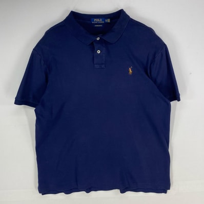古着 ポロ・ラルフローレン POLO RALPH LAUREN 半袖シャツ ワンポイント ロゴ刺繍 ポロシャツ XL ネイビー系 メンズ