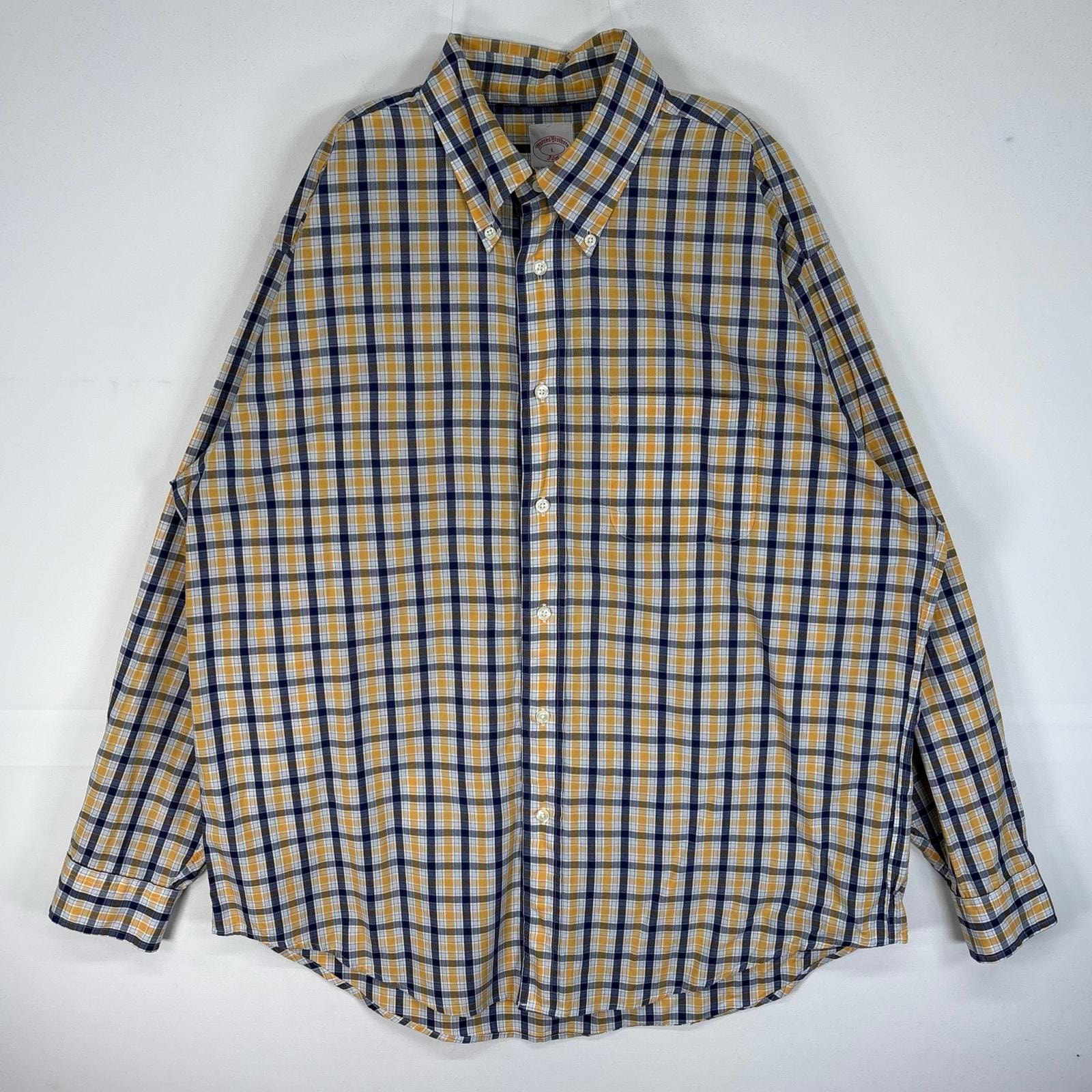 古着 ブルックスブラザーズ Brooks Brothers 長袖シャツ チェック REGULAR fit 胸ポケ L  イエロー系 マルチカラー メンズ