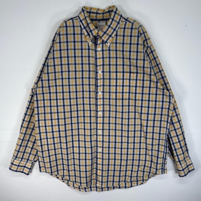古着 ブルックスブラザーズ Brooks Brothers 長袖シャツ チェック REGULAR fit 胸ポケ L イエロー系 マルチカラー メンズ