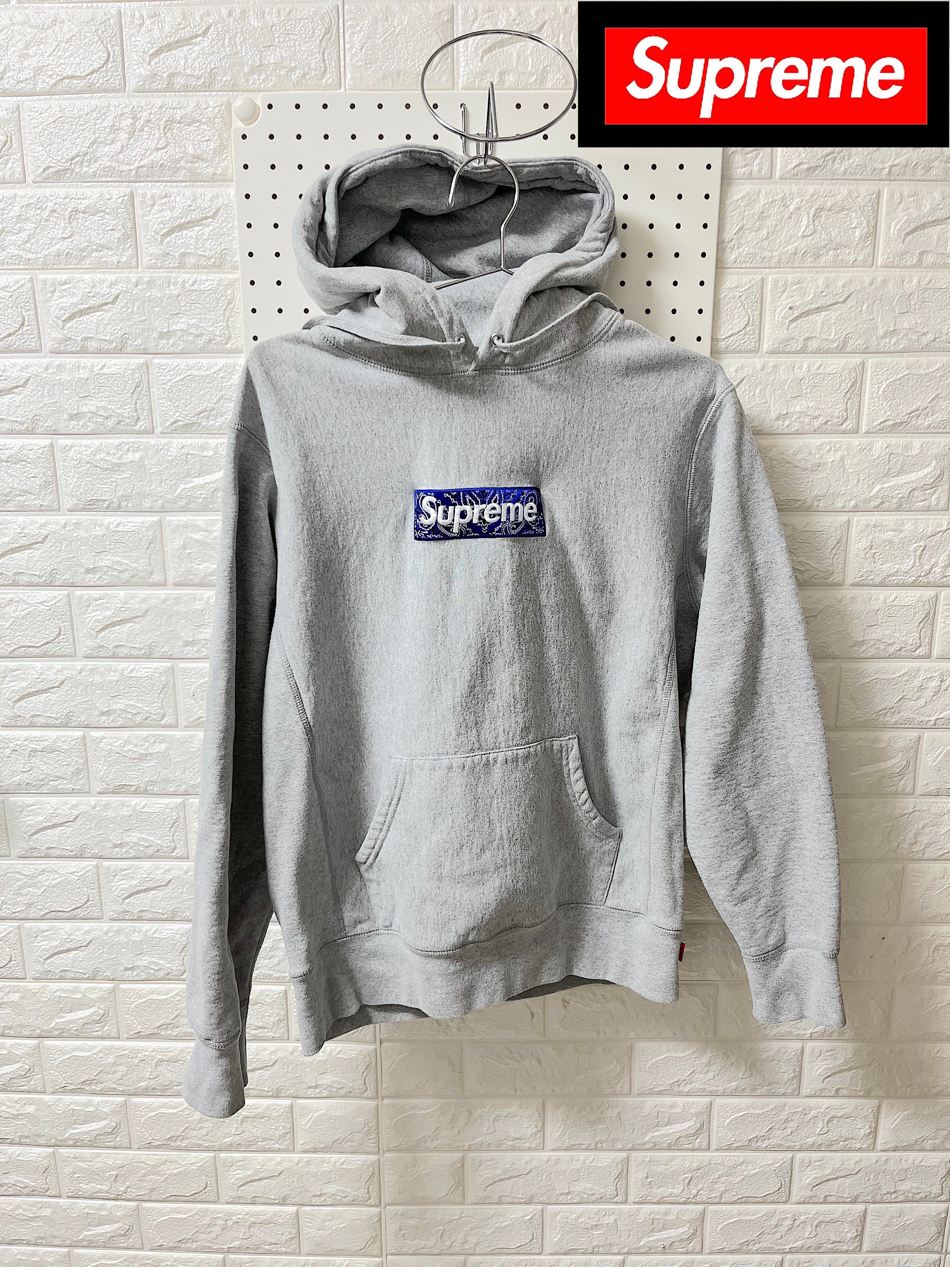 Supreme Bandana Box Logo Hooded Sweatshirt "Grey"