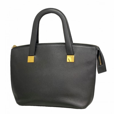 【6gc3655-k】セリーヌ ハンドバッグ レザー ブラック ゴールド金具【中古】レディース