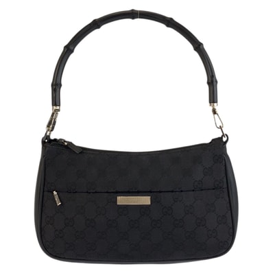 美品 GUCCI グッチ バンブー ブラック 黒 シルバー金具 GGキャンバス ハンドバッグ ショルダーバッグ 603251 【中古】