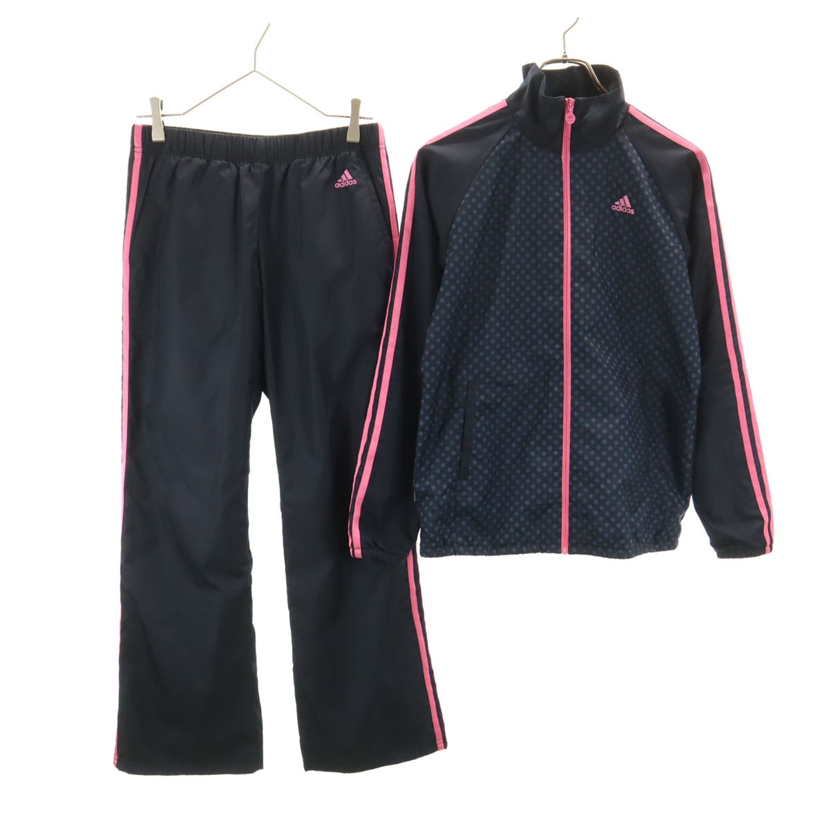 adidas アディダス ドット柄 トラックジャケット 上下セットアップ M/S ネイビー