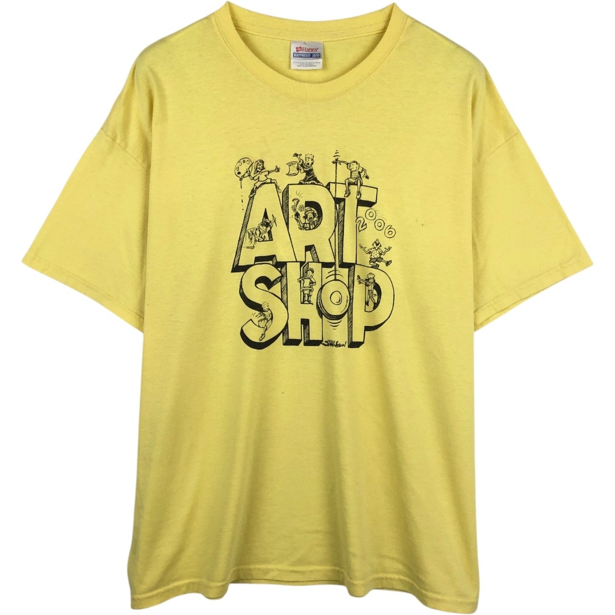 古着 90年代 ヘインズ Hanes HEAVYWEIGHT 50/50 ART SHOP プリントTシャツ メンズXL相当 ヴィンテージ/eaa650407
