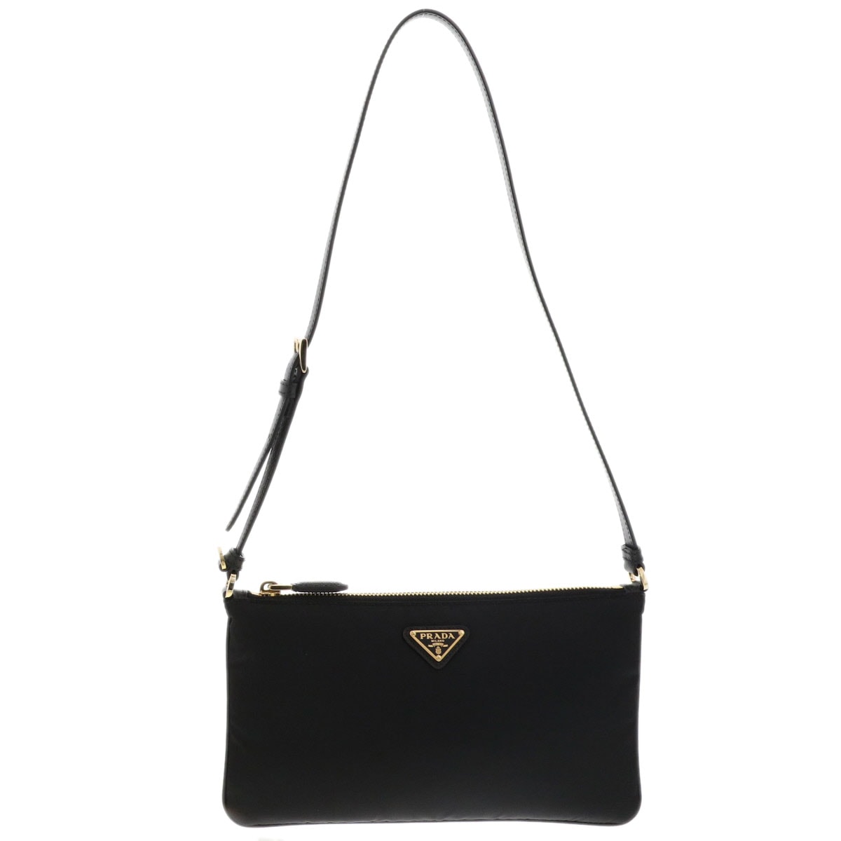 PRADA プラダ Re-Nylon ポーチ 1NE545 ナイロン レザー ブラック ハンドバッグ レディース【中古】
