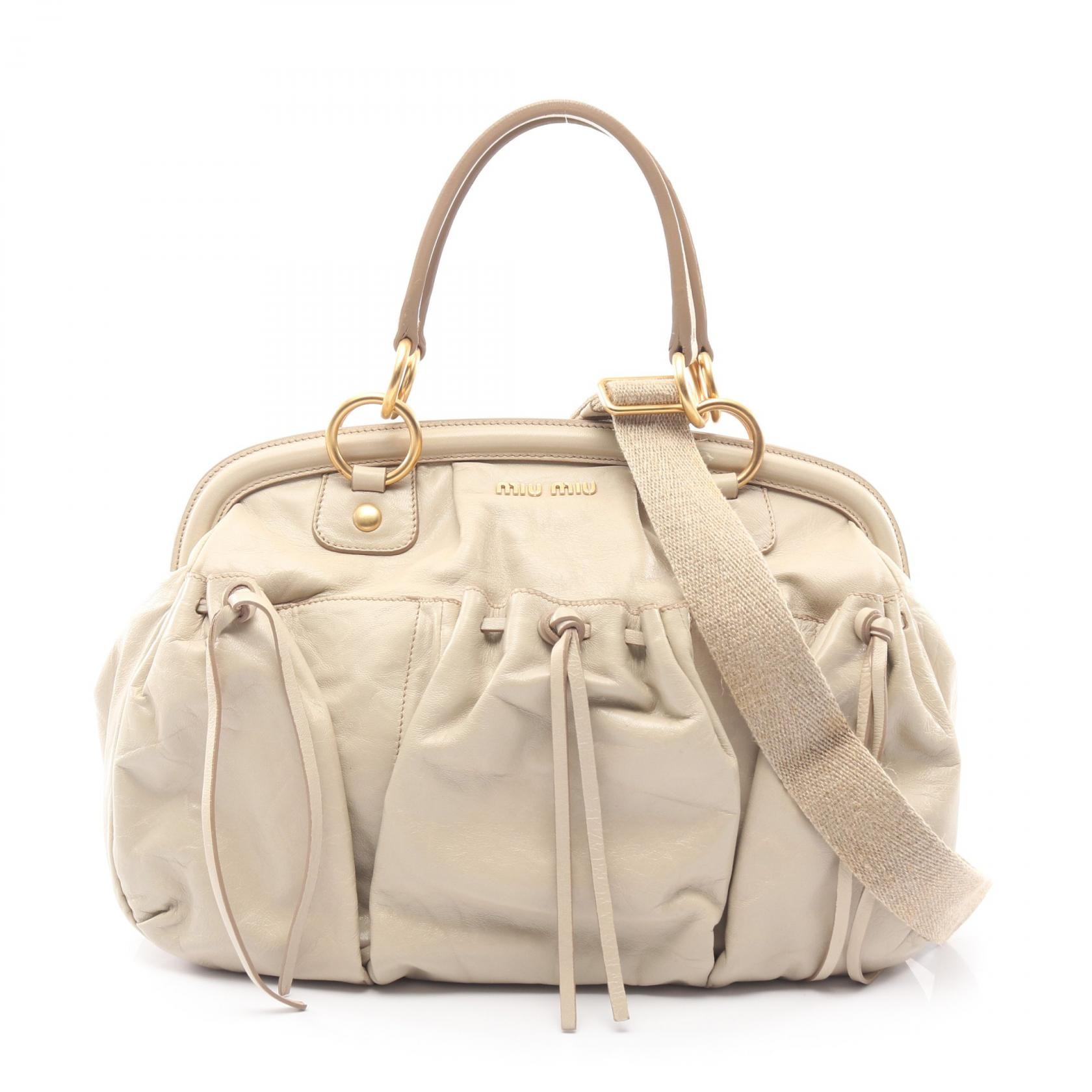 ミュウ ミュウ Miu Miu 2WAY ハンドバッグ バッグ レザー レディース ベージュ系 【中古】