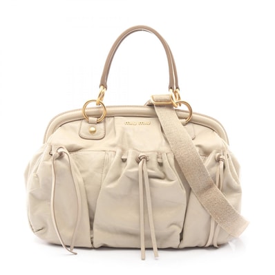 ミュウ ミュウ Miu Miu 2WAY ハンドバッグ バッグ レザー レディース ベージュ系 【中古】