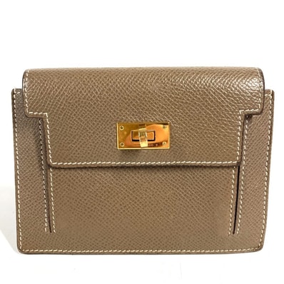 エルメス HERMES ケリーポケットコンパクト ケリーポケット コンパクト Hロゴ 財布 小銭入れ コインケース エプソン Y刻 エトゥープ グレー