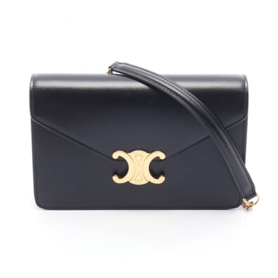 セリーヌ CELINE マーゴ トリオンフ ショルダーバッグ バッグ レザー レディース ブラック系 10L033DPV.38NO 【中古】