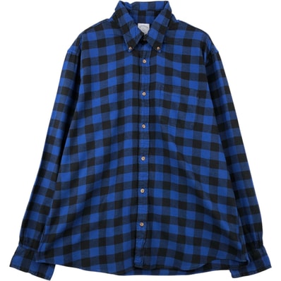 古着 ブルックスブラザーズ Brooks Brothers 1818 REGENT FIT バッファローチェック 長袖 ボタンダウン ライトネルチェックシャツ メンズXL相当/eaa646861