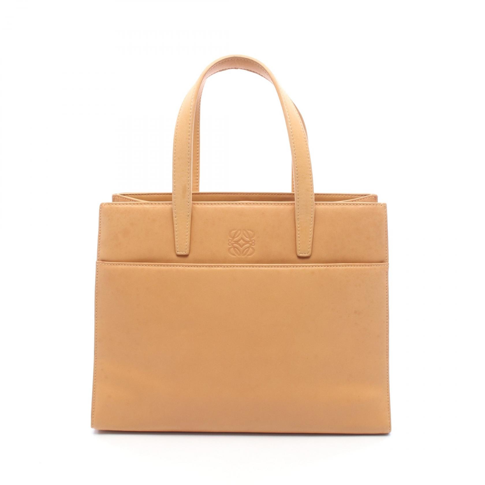 ロエベ LOEWE アナグラム ハンドバッグ バッグ レザー レディース ベージュ系 【中古】