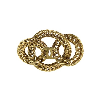 美品 CHANEL シャネル ヴィンテージ ココマーク ゴールド メタル ブローチ 1-0294733 【中古】