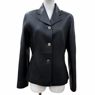 極美品 エルメス レザージャケット ブラック 38 H4H1205D2