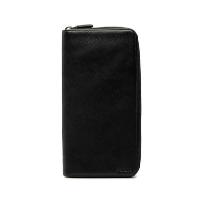 プラダ ラウンドファスナー 長財布 ブラック サフィアーノレザー レディース PRADA 【中古】