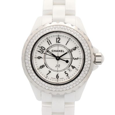 シャネル CHANEL J12 ダイヤベゼル 腕時計 時計 セラミック ダイヤモンド レディース ホワイト系 H0967 【中古】
