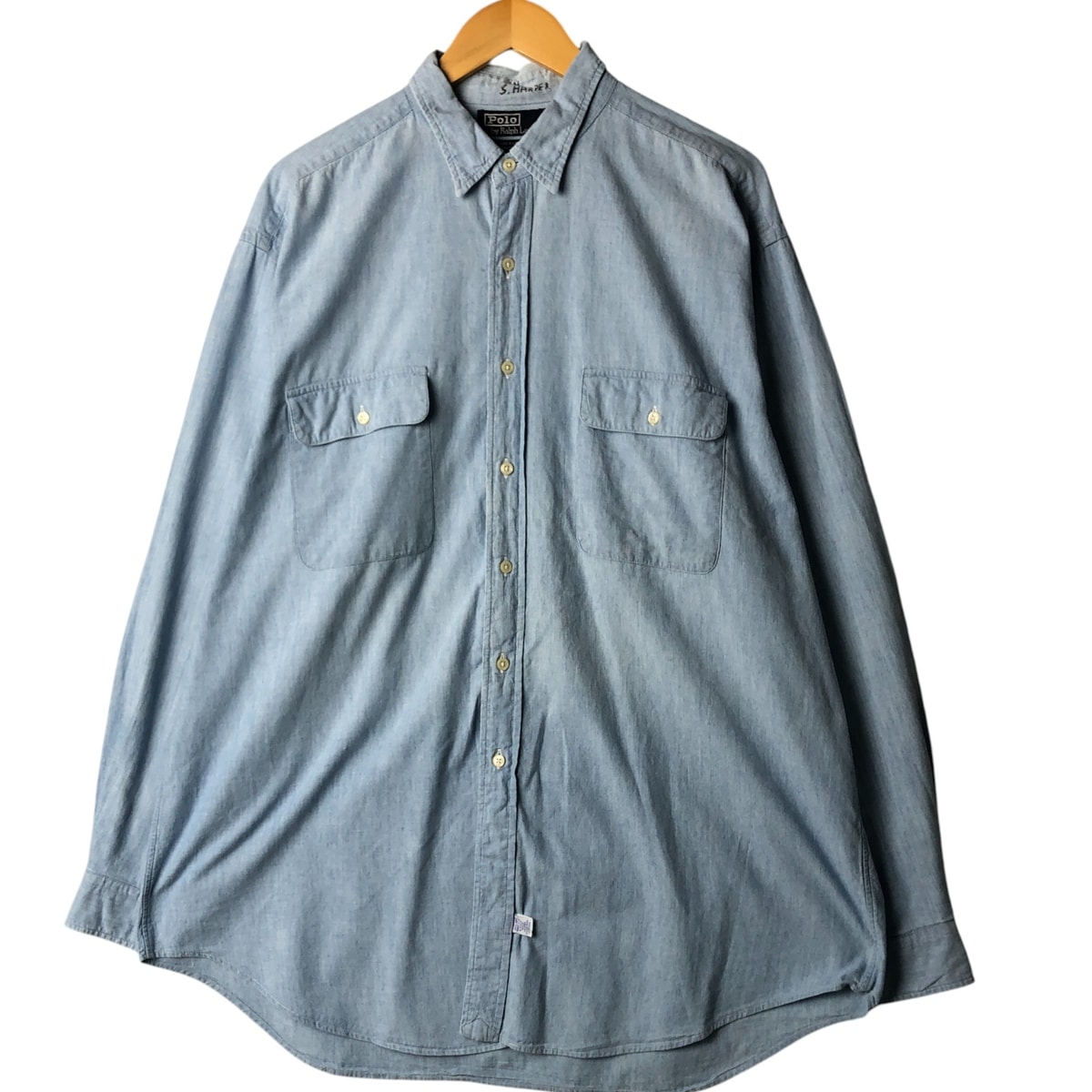 古着 90年代 ラルフローレン Ralph Lauren POLO by Ralph Lauren 長袖 コットンシャツ USA製 メンズXL相当 ヴィンテージ/eaa578664