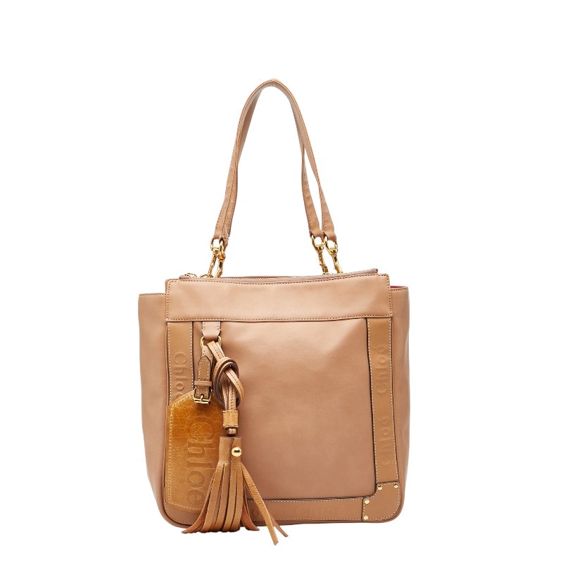 クロエ エデン ショルダーバッグ トートバッグ ピンク ベージュ レザー レディース Chloe 【中古】