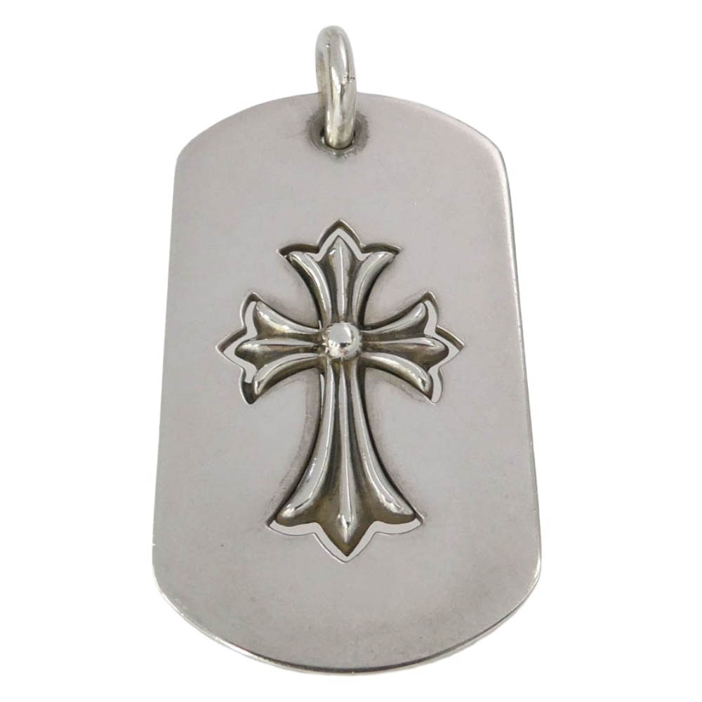 CHROME HEARTS クロムハーツ(原本無) D TAG LRG TNY CRS カットアウトタイニークロス ラージ ドッグタグ ネックレストップ シルバー系【中古】