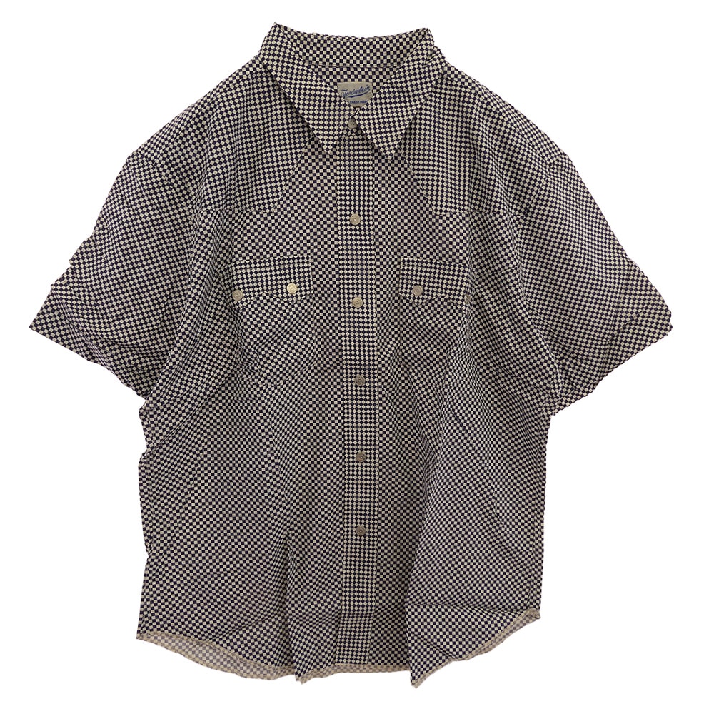 TENDERLOIN テンダーロイン 半袖シャツ T-SADDLEMAN SHT B S/S チェッカー柄 サドルマン 半袖 ウエスタンシャツ ネイビー系 M【中古】