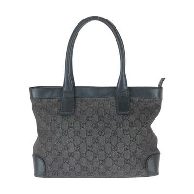 GUCCI グッチ ブラック 黒 GGキャンバス レザー/ ショルダーバッグ トートバッグ 600795 【中古】