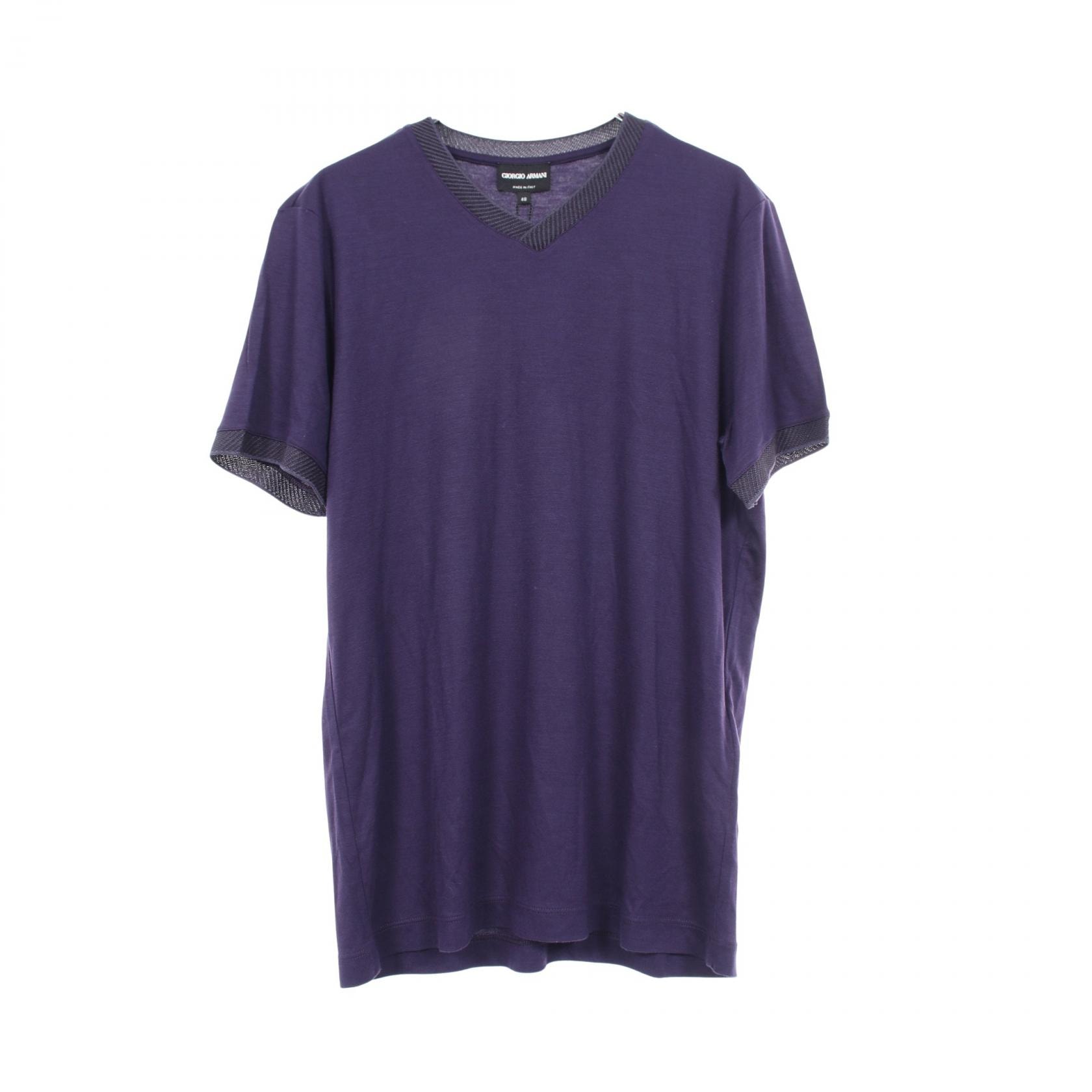 ジョルジオアルマーニ GIORGIO ARMANI Vネック 半袖 カットソー 衣料品 トップス レーヨン シルク メンズ パープル系 LSM04JLSK3J 【中古】