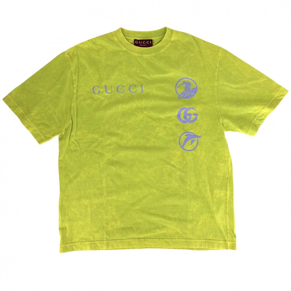 GUCCI グッチ 半袖Tシャツ サーファー コットンジャージー トップス アパレル 服 クルーネック XS 798115 イエロー コットン メンズ 春 夏 美品【中古品】