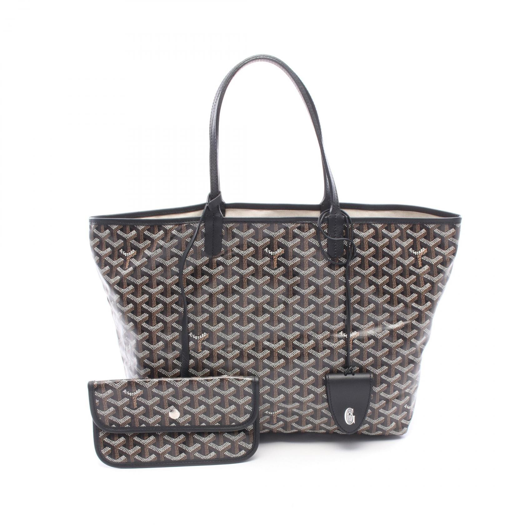 ゴヤール GOYARD サンルイPM トートバッグ バッグ PVCコーティングキャンバス レザー レディース ブラック系 / ホワイト系 / ブラウン系 STLCROPMLTY01CL01P 【中古】