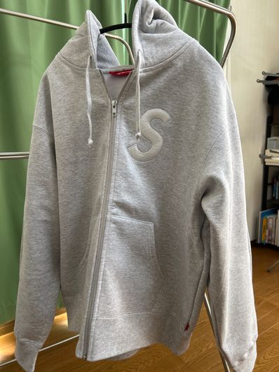 Supreme S Logo Zip Up Hooded Sweatshirt "Ash Grey"