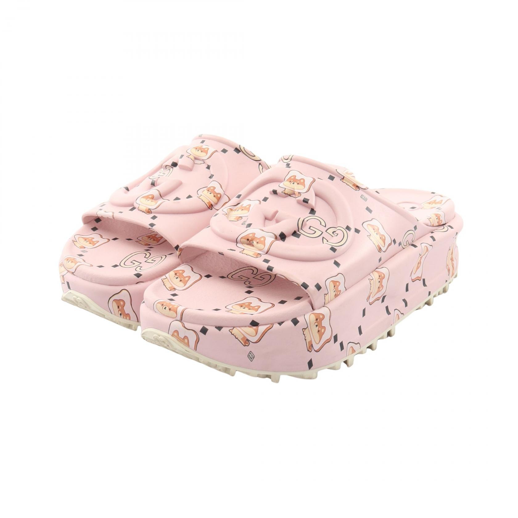 グッチ GUCCI GUCCI × PIKARAR GGアニマル サンダル 靴 ラバー レディース ピンク系 737926 【中古】